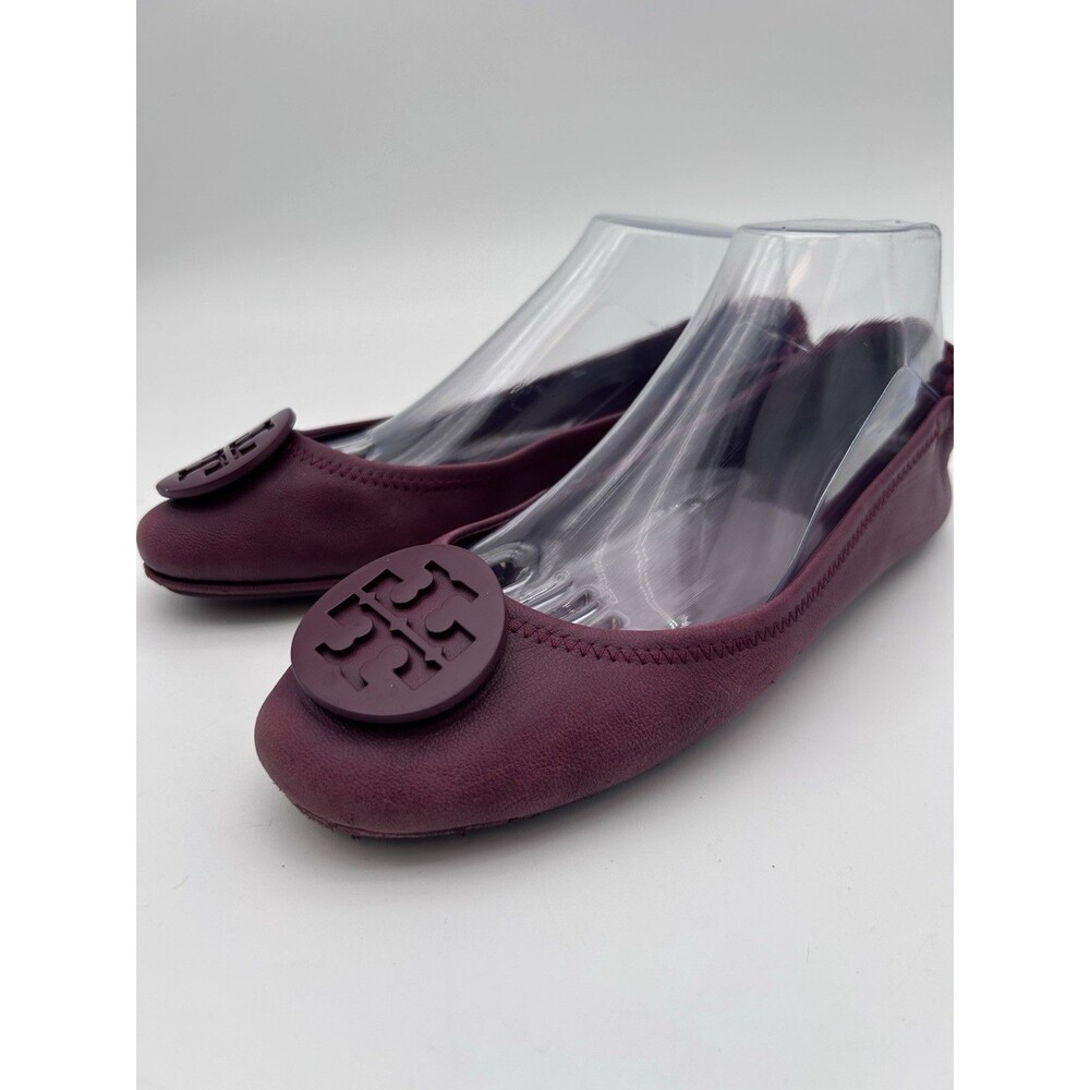 Tory Burch Minnie Travel Ballet Flats Wine Burgundy Women’s 8.5